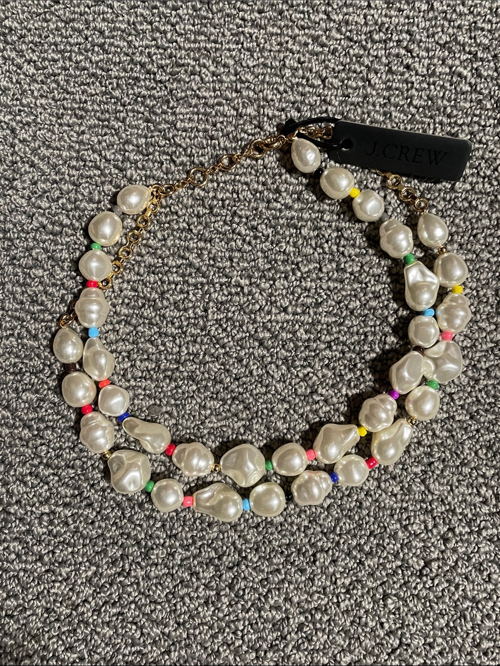 J. Crew Cream Faux Pearl Necklace with Multicolor Accents